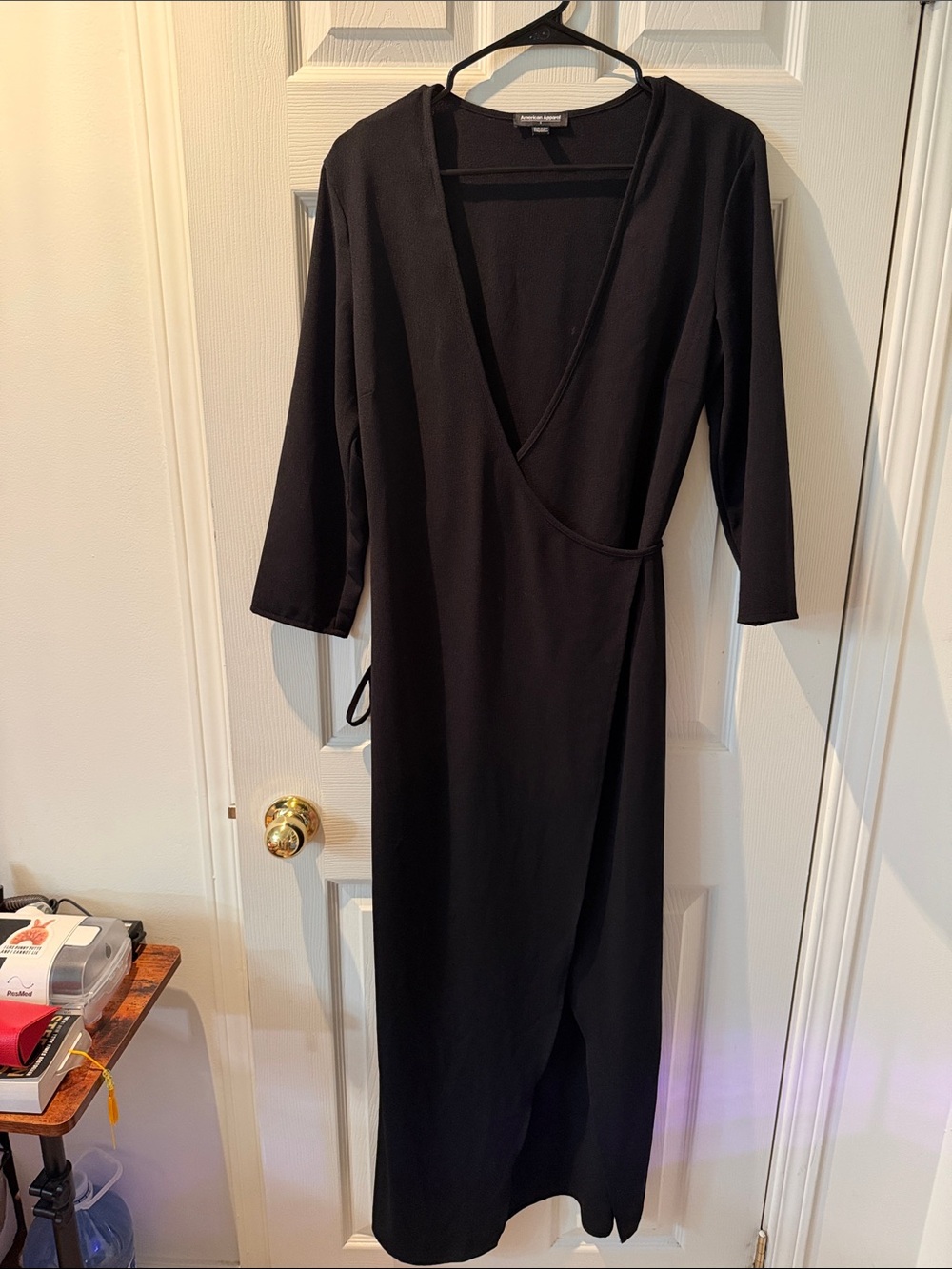 Banana Republic Black Wrap-Style Midi Dress